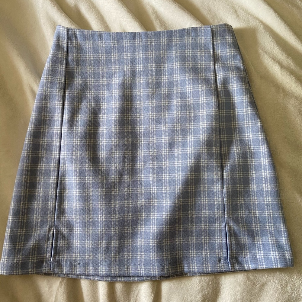 Brandy Melville light blue plaid skirt!